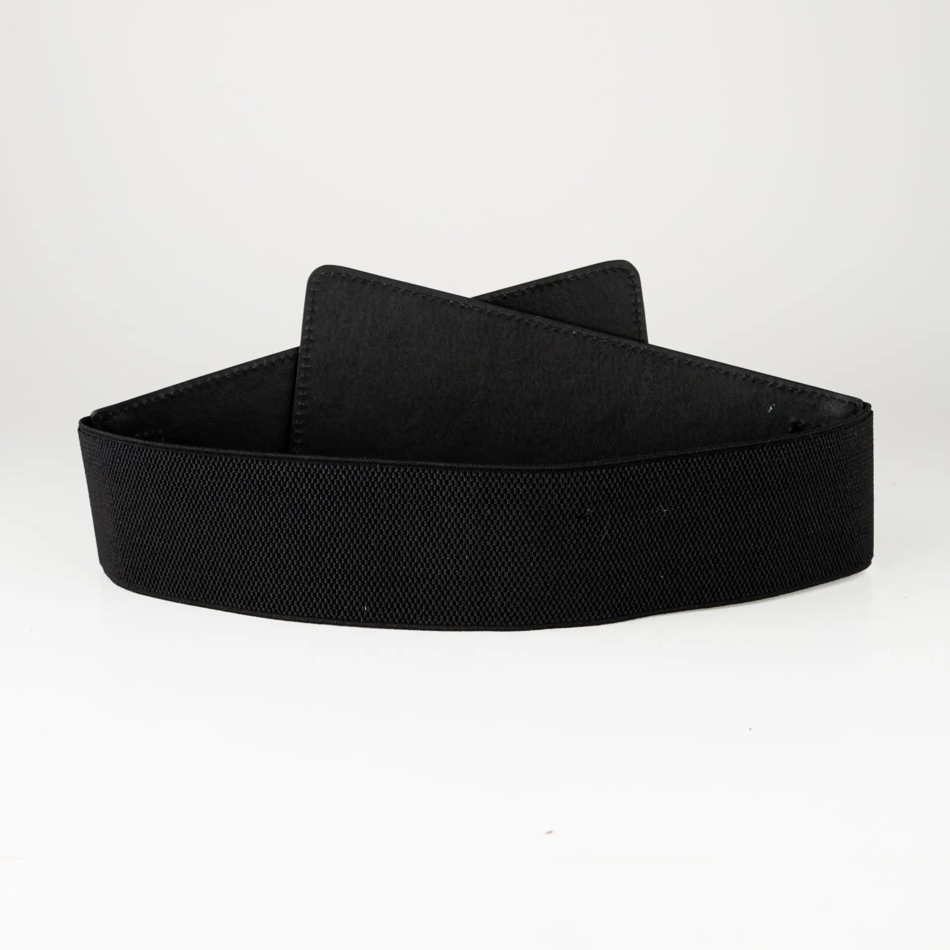 Women's Black & Brown Elastic Waist Belt with Gold Buckle — feature 10
