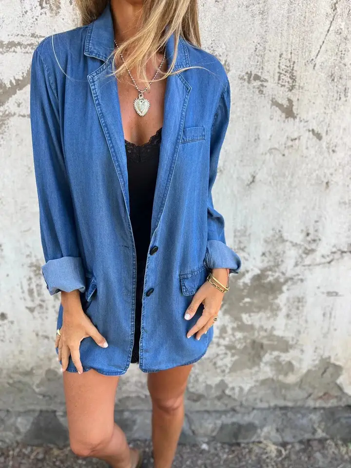 2024 Denim Jacket Collar Suit for Women — feature 4