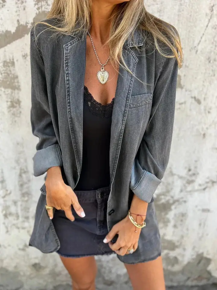 2024 Denim Jacket Collar Suit for Women — feature 8