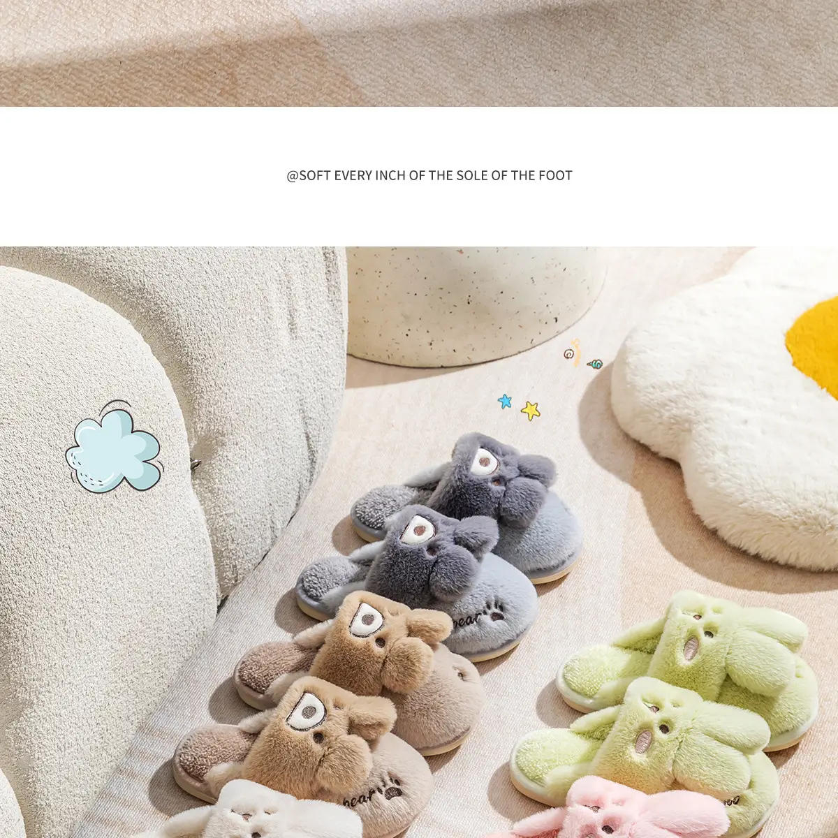 Children's Cotton Furry Slippers for Girls Autumn Winter 2024 — feature 20
