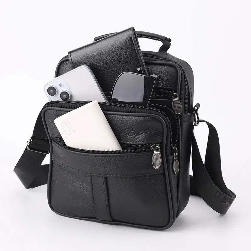 Men's Multi-Color Crossbody Shoulder Bag Large Capacity Leather - Image 5