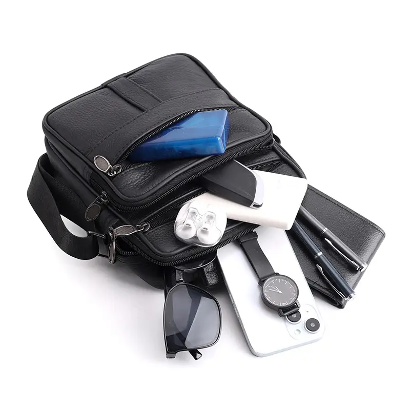 Men's Multi-Color Crossbody Shoulder Bag Large Capacity Leather - Image 6