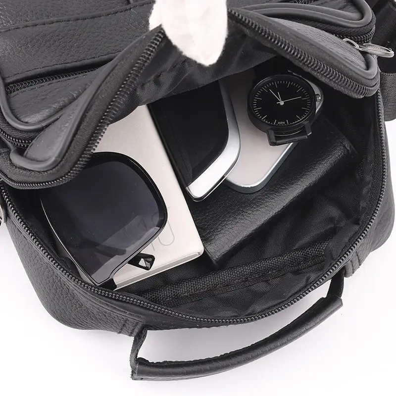 Men's Multi-Color Crossbody Shoulder Bag Large Capacity Leather - Image 7