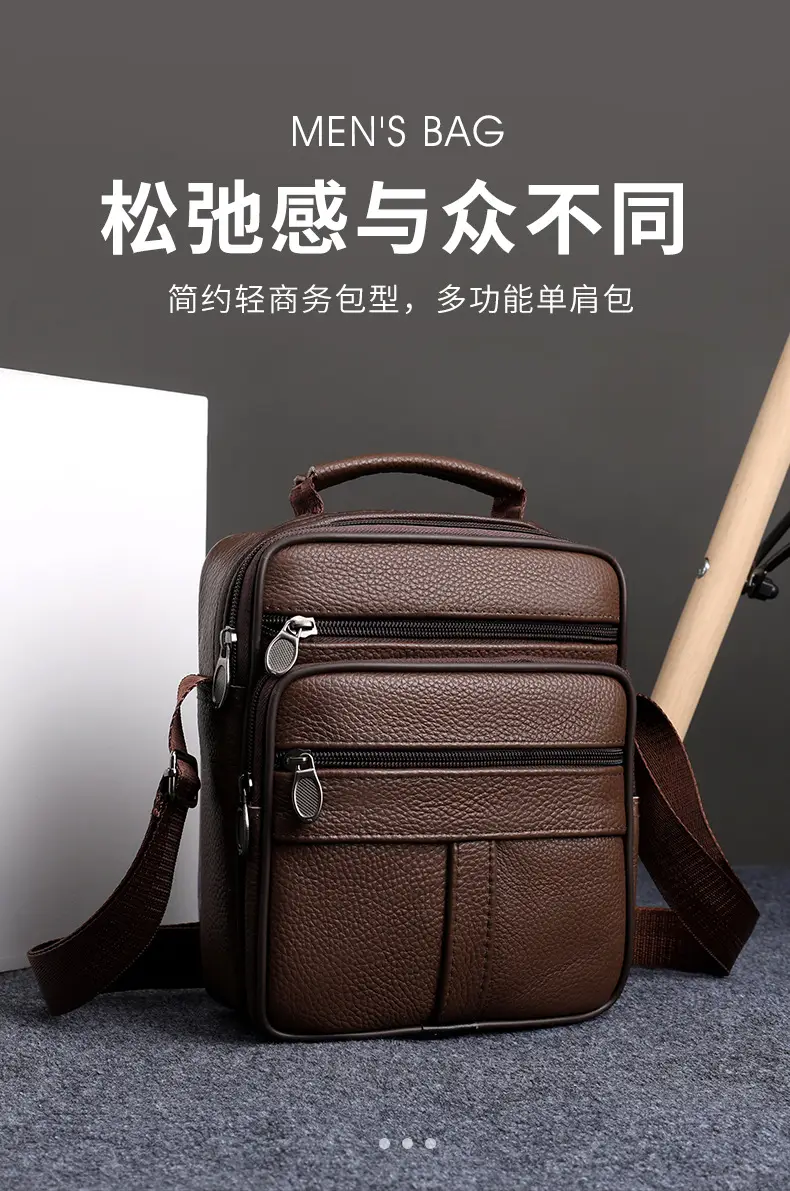 Men's Multi-Color Crossbody Shoulder Bag Large Capacity Leather — feature 1
