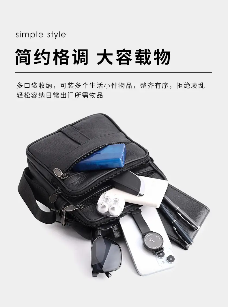 Men's Multi-Color Crossbody Shoulder Bag Large Capacity Leather — feature 10