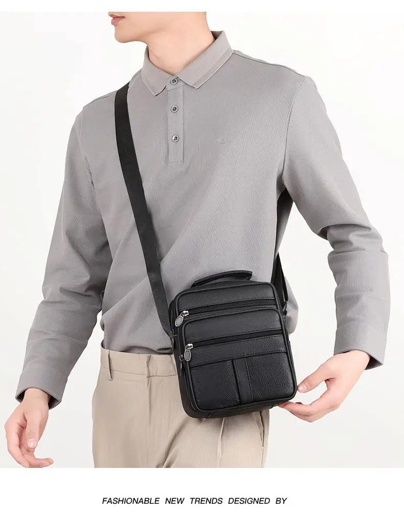 Men's Multi-Color Crossbody Shoulder Bag Large Capacity Leather — feature 21