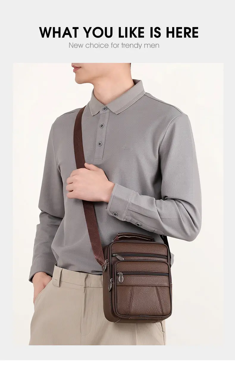 Men's Multi-Color Crossbody Shoulder Bag Large Capacity Leather — feature 23