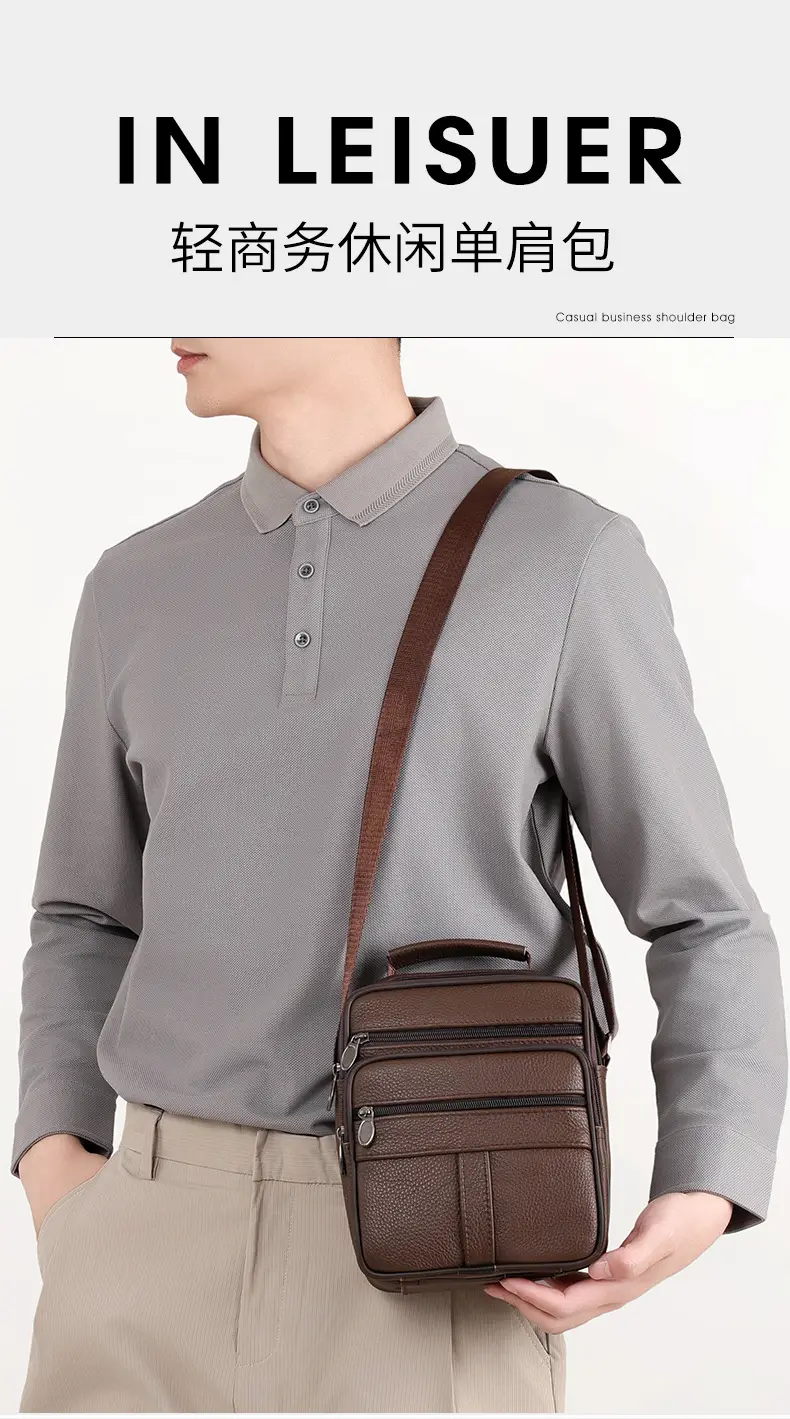 Men's Multi-Color Crossbody Shoulder Bag Large Capacity Leather — feature 7