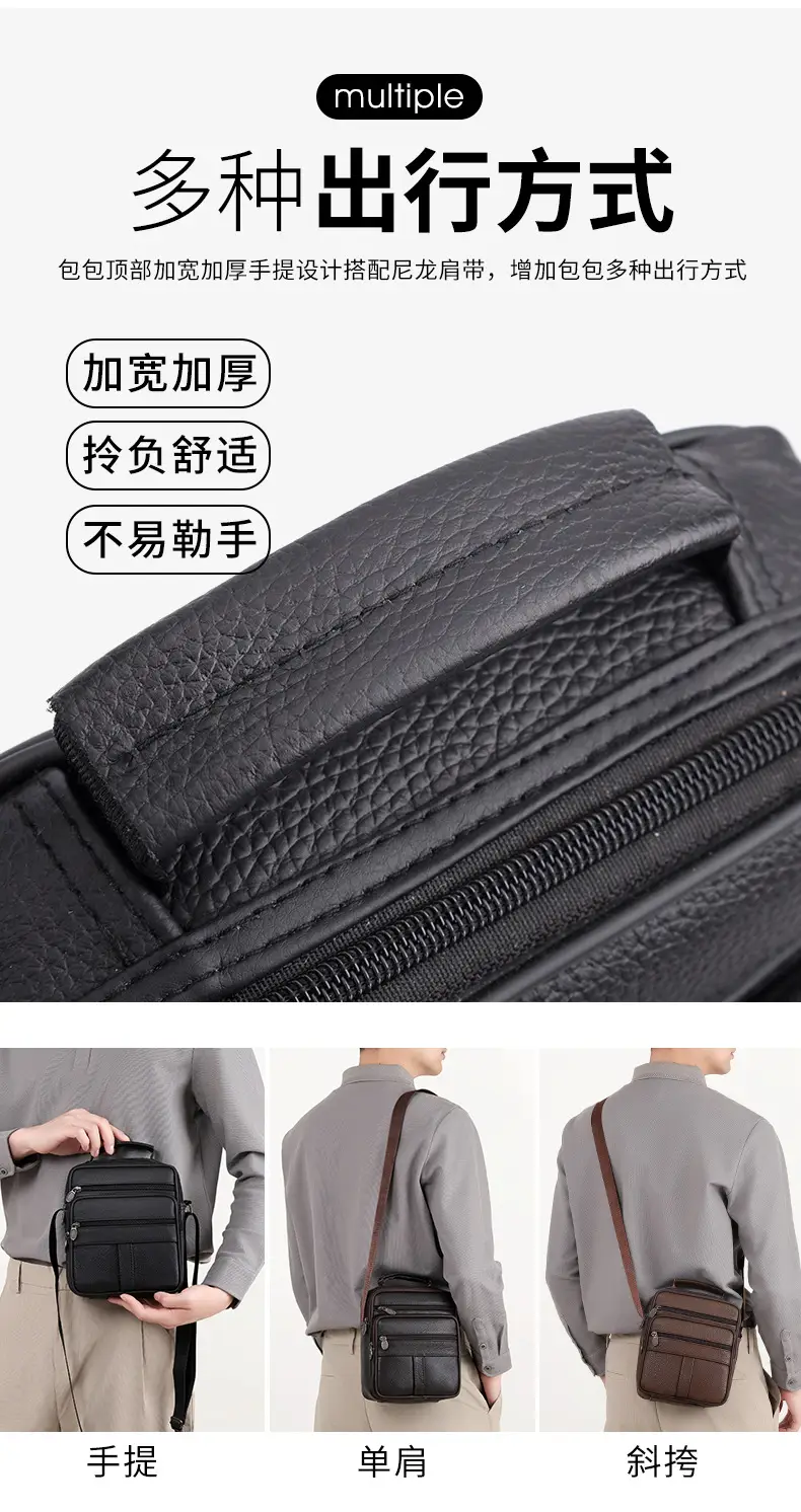 Men's Multi-Color Crossbody Shoulder Bag Large Capacity Leather — feature 9