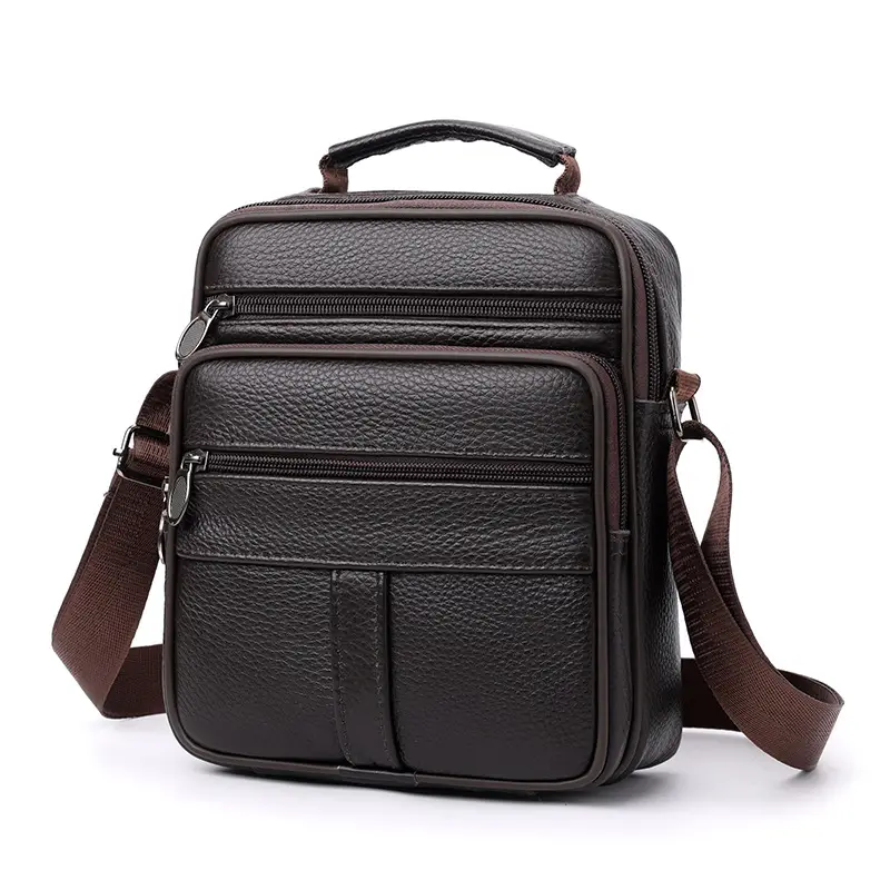 Men's Multi-Color Crossbody Shoulder Bag Large Capacity Leather - Image 2