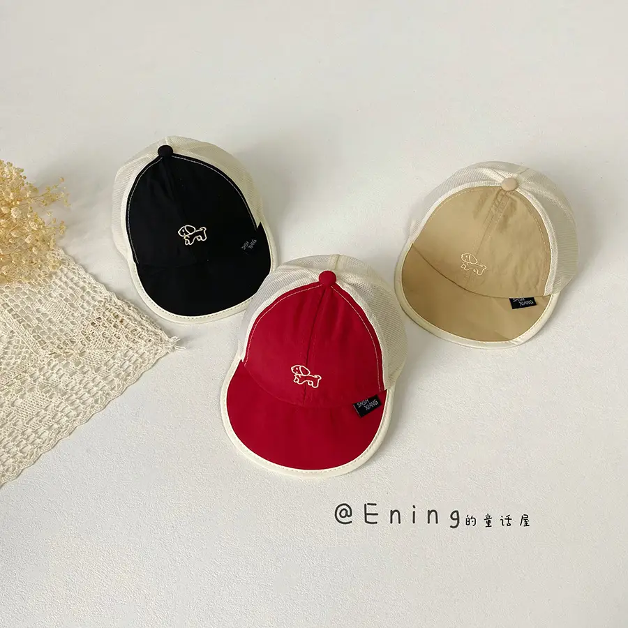 Baby Cap Sunshade Cap Black Red Mesh - Image 9