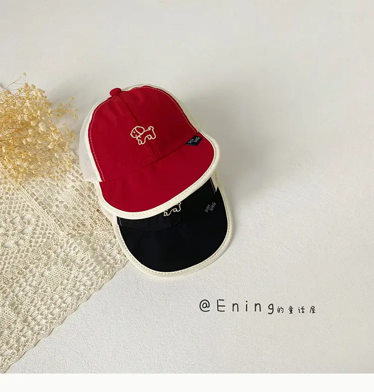 Baby Cap Sunshade Cap Black Red Mesh — feature 8