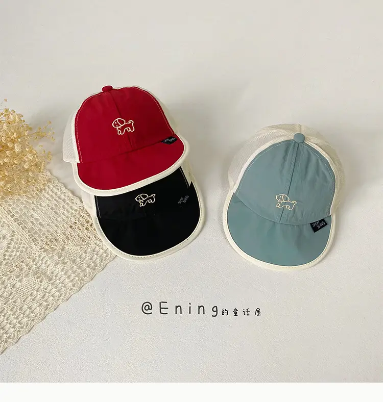 Baby Cap Sunshade Cap Black Red Mesh — feature 9