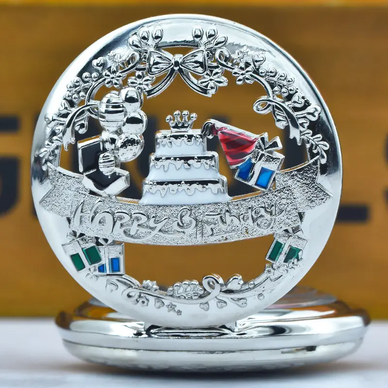 Happy Birthday Mechanical Pocket Watch with Crown Design — feature 6