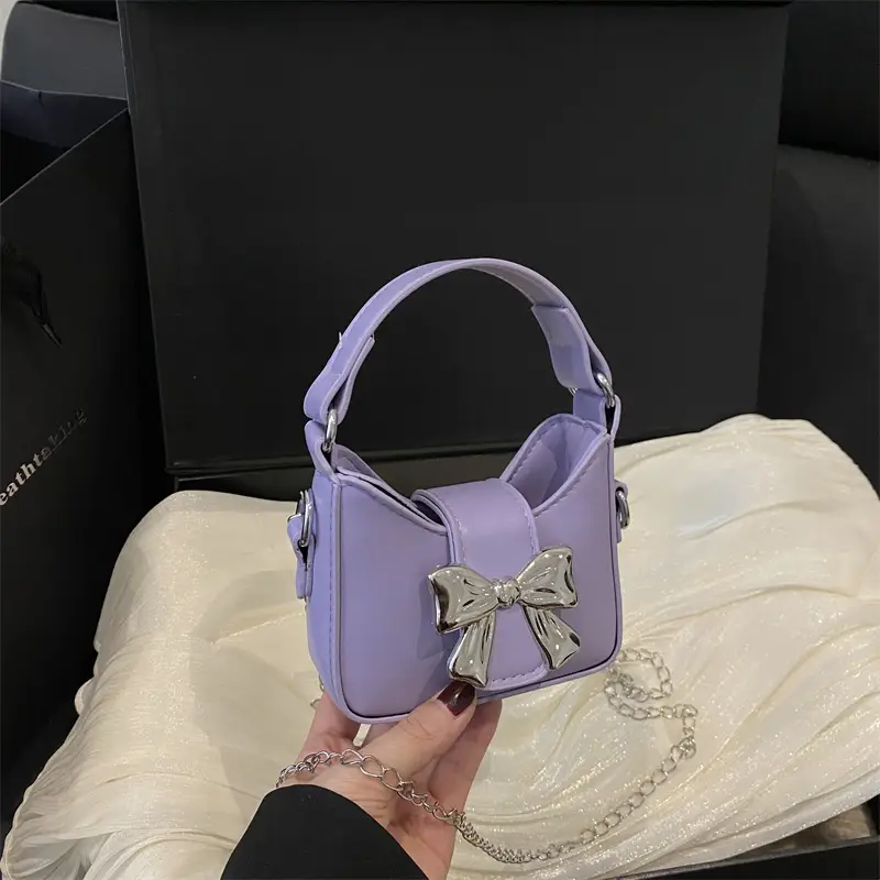 Silver Bowknot Chain Shoulder Crossbody Bag for Girls — feature 10