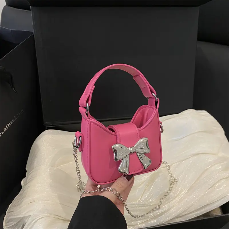 Silver Bowknot Chain Shoulder Crossbody Bag for Girls — feature 13