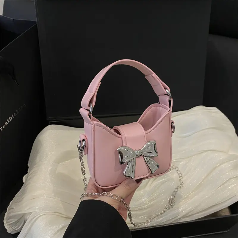 Silver Bowknot Chain Shoulder Crossbody Bag for Girls — feature 14