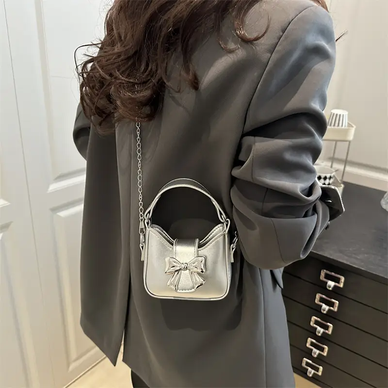 Silver Bowknot Chain Shoulder Crossbody Bag for Girls — feature 19