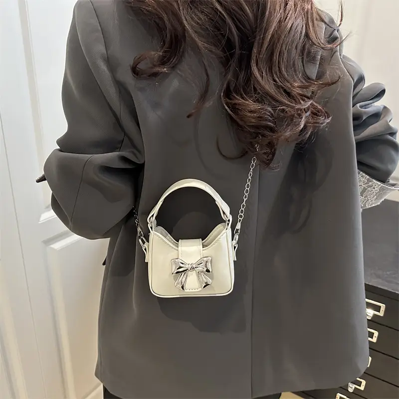 Silver Bowknot Chain Shoulder Crossbody Bag for Girls — feature 21