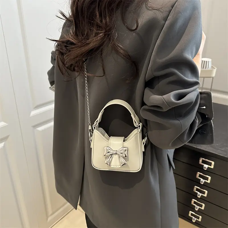 Silver Bowknot Chain Shoulder Crossbody Bag for Girls — feature 22