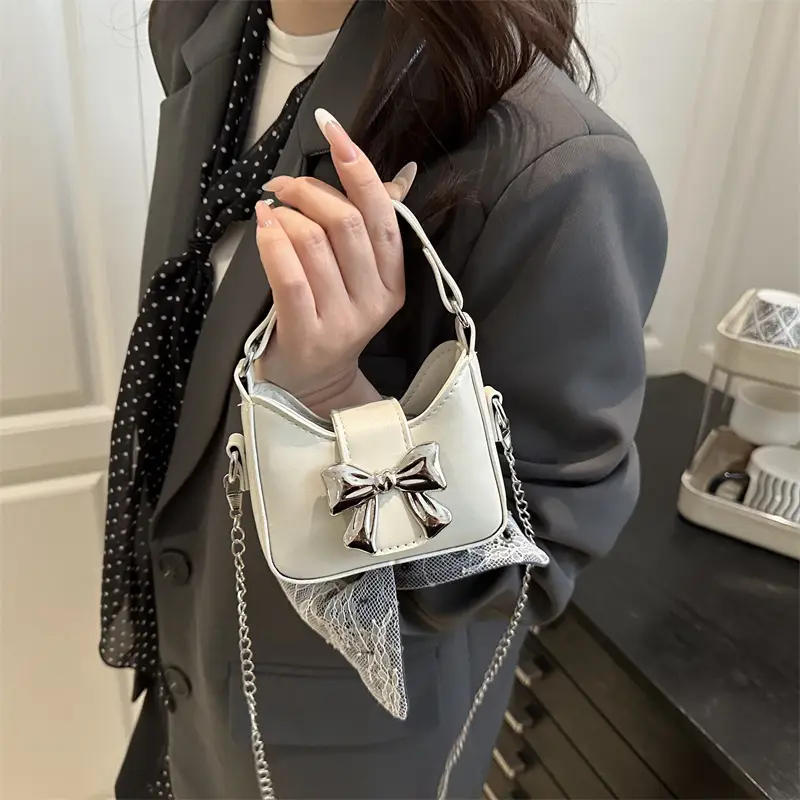 Silver Bowknot Chain Shoulder Crossbody Bag for Girls — feature 23