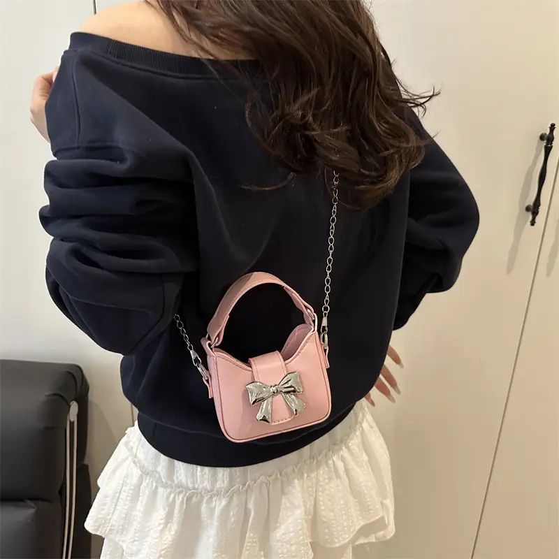Silver Bowknot Chain Shoulder Crossbody Bag for Girls — feature 25
