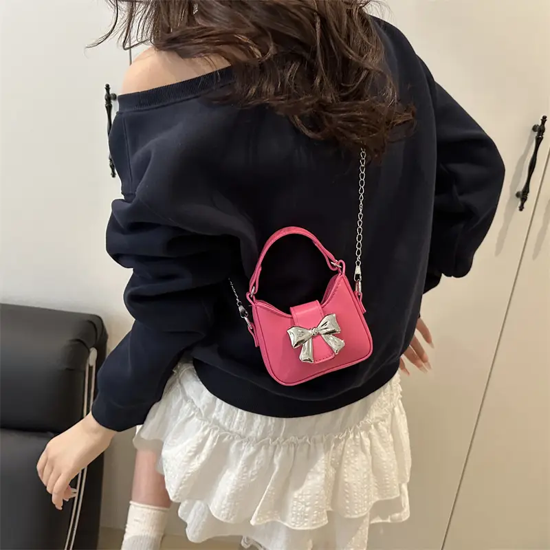 Silver Bowknot Chain Shoulder Crossbody Bag for Girls — feature 28
