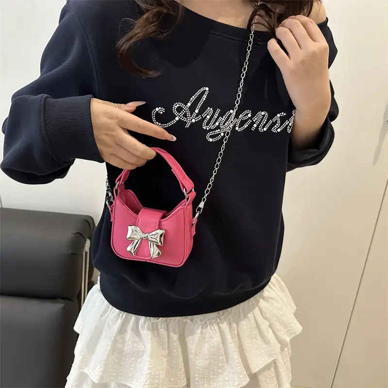 Silver Bowknot Chain Shoulder Crossbody Bag for Girls — feature 29