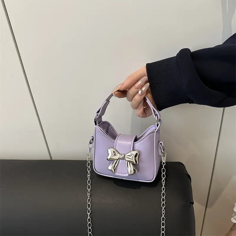 Silver Bowknot Chain Shoulder Crossbody Bag for Girls — feature 30
