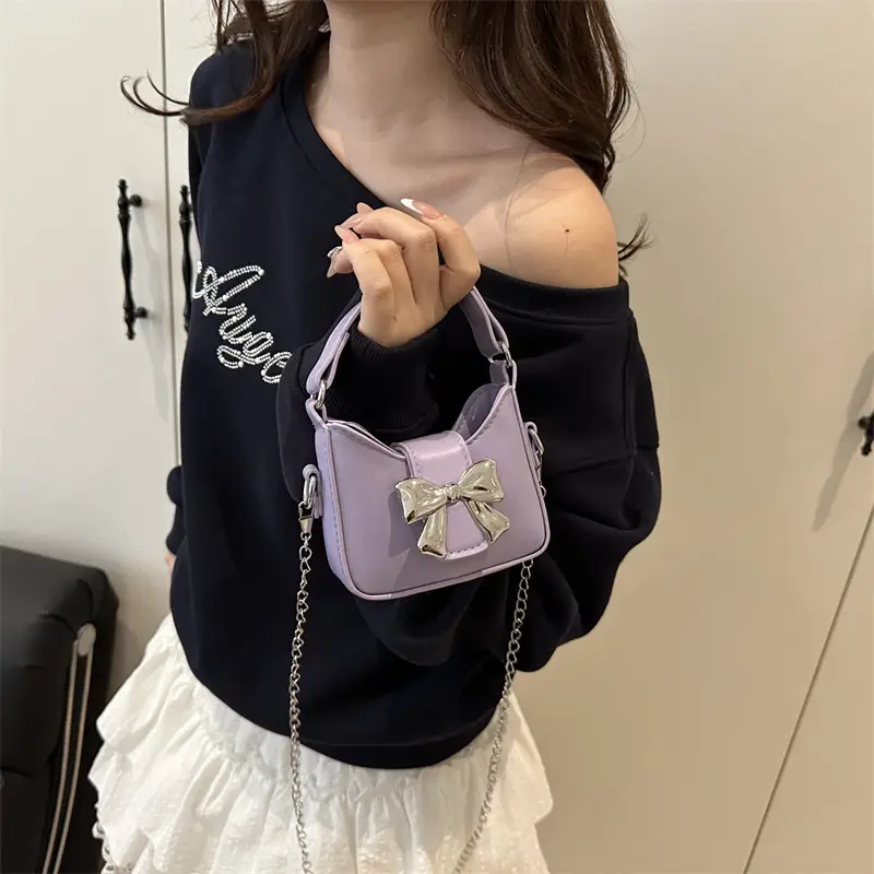 Silver Bowknot Chain Shoulder Crossbody Bag for Girls — feature 31