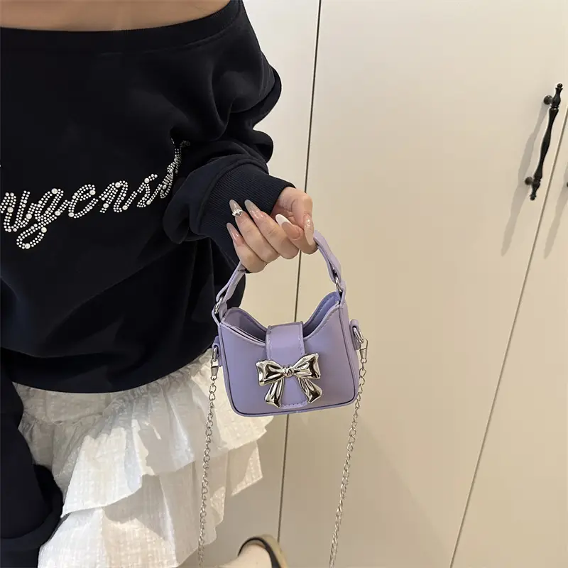 Silver Bowknot Chain Shoulder Crossbody Bag for Girls — feature 32