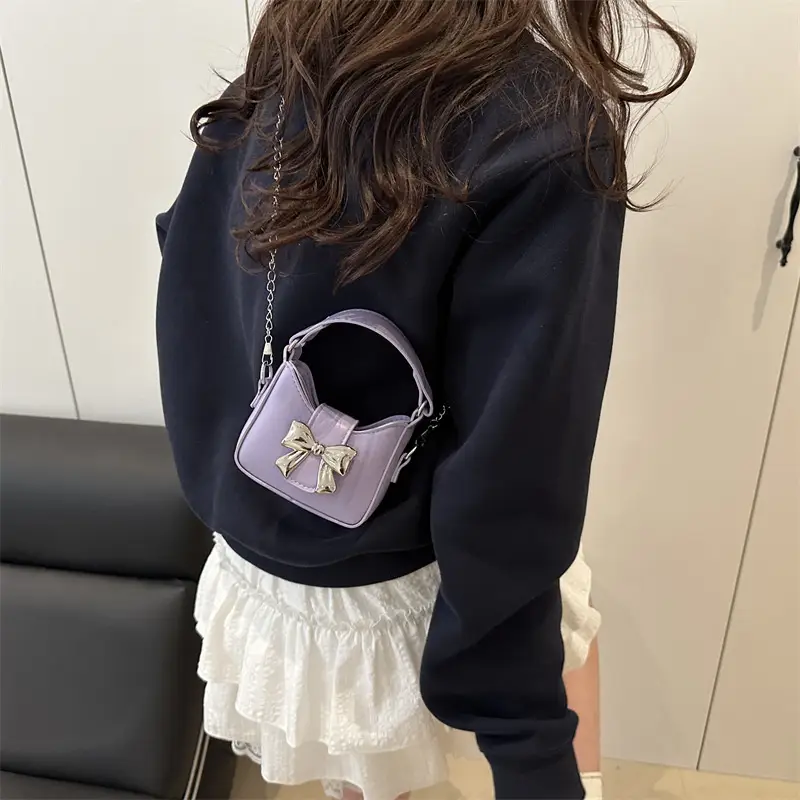 Silver Bowknot Chain Shoulder Crossbody Bag for Girls — feature 33