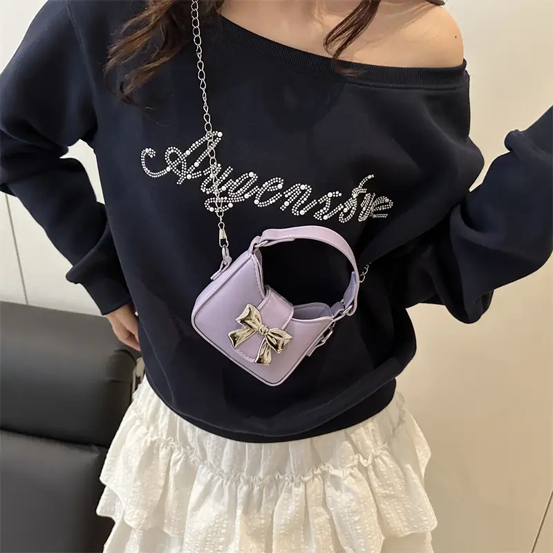 Silver Bowknot Chain Shoulder Crossbody Bag for Girls — feature 34
