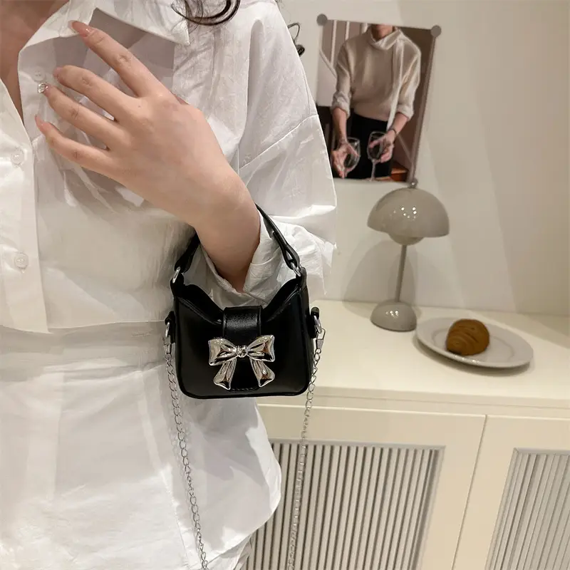 Silver Bowknot Chain Shoulder Crossbody Bag for Girls — feature 36