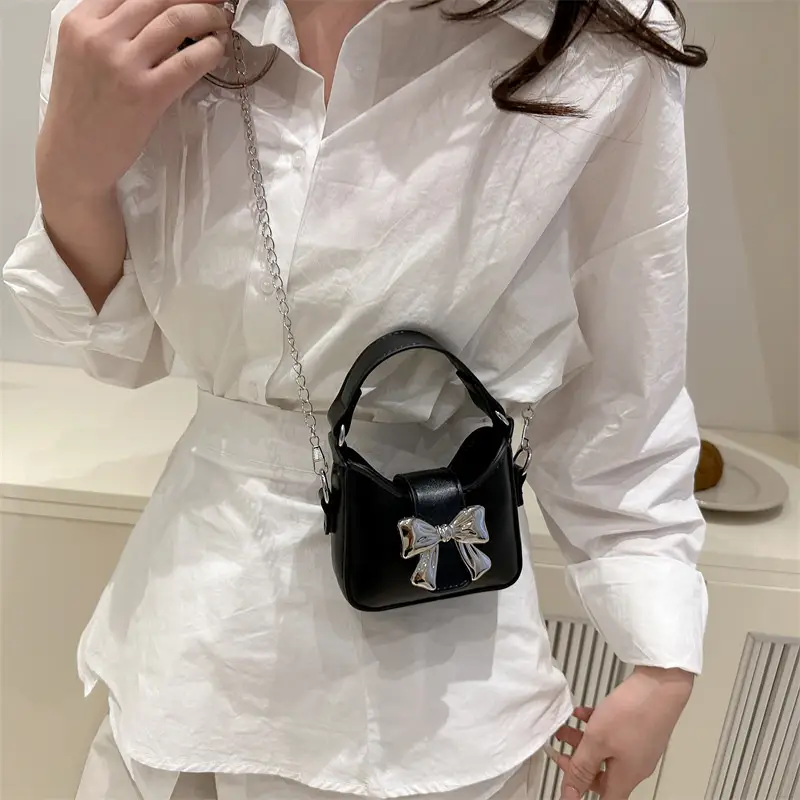 Silver Bowknot Chain Shoulder Crossbody Bag for Girls — feature 37