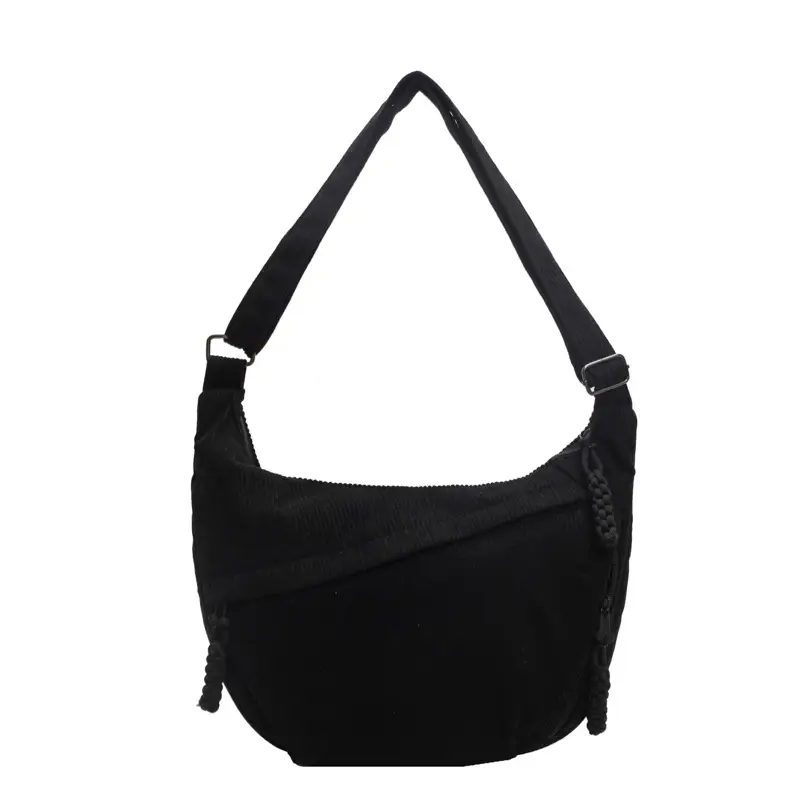 Women's Beige Ribbed Shoulder Bag with Tassel