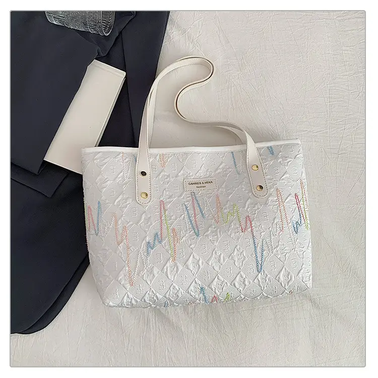 Women's Light Blue Embroidered Tote Bag Large Capacity — feature 25