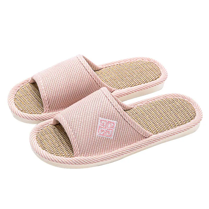 Men's Linen Slippers Home Indoor 2025 New Four Seasons Home Non-Slip Summer Cotton Linen Floor Slippers for Men