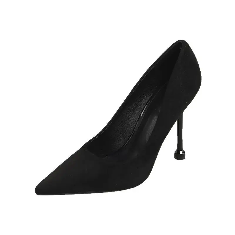 2026 Spring and Autumn Suede Design Niche Black Professional Pointed-Toe High-Heeled Shoes for Women, Stiletto Work Shoes for Women - Image 5