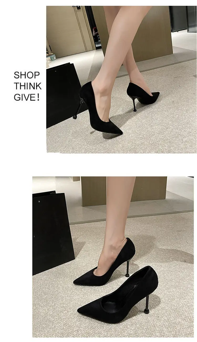 2026 Spring and Autumn Suede Design Niche Black Professional Pointed-Toe High-Heeled Shoes for Women, Stiletto Work Shoes for Women — feature 8