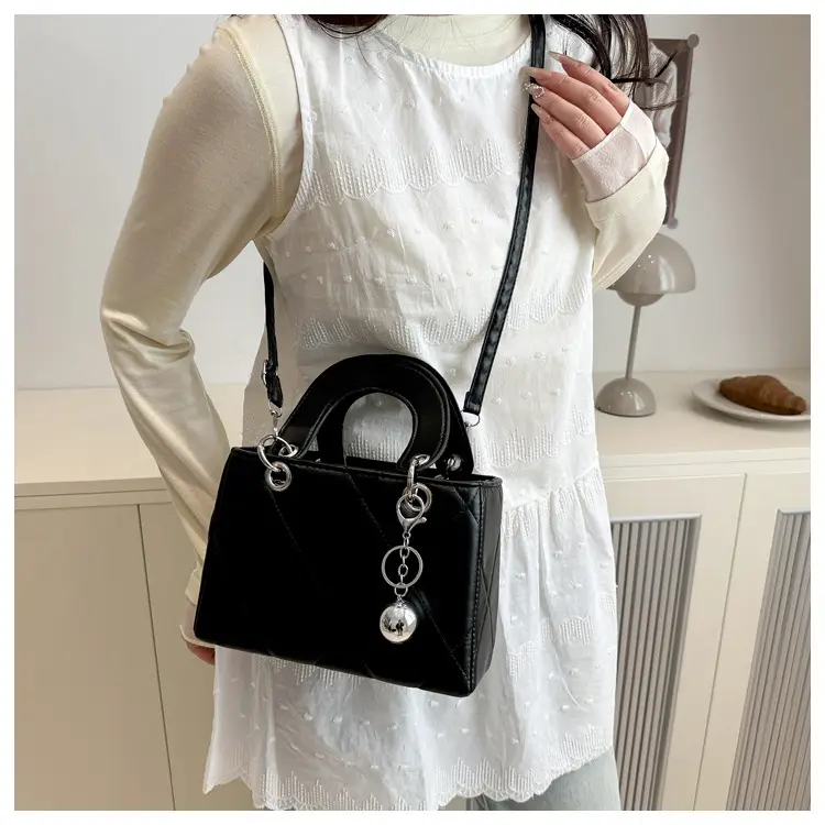 Black Quilted Princess Diana Shoulder Bag for Women — feature 7