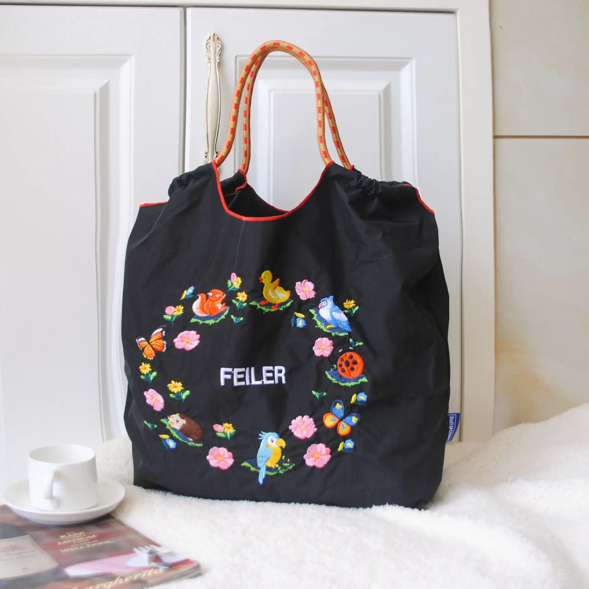 2025 Embroidered Duck Crossbody Bag Black White - Image 3