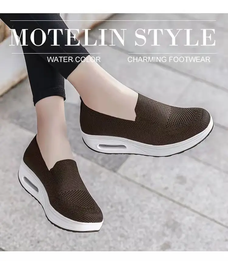Foreign Trade Fly-Knit Women's Shoes 2026 Spring Solid Color Breathable Slip-On Women's Sneakers Sock-Style Casual Women's Mesh Shoes — feature 15