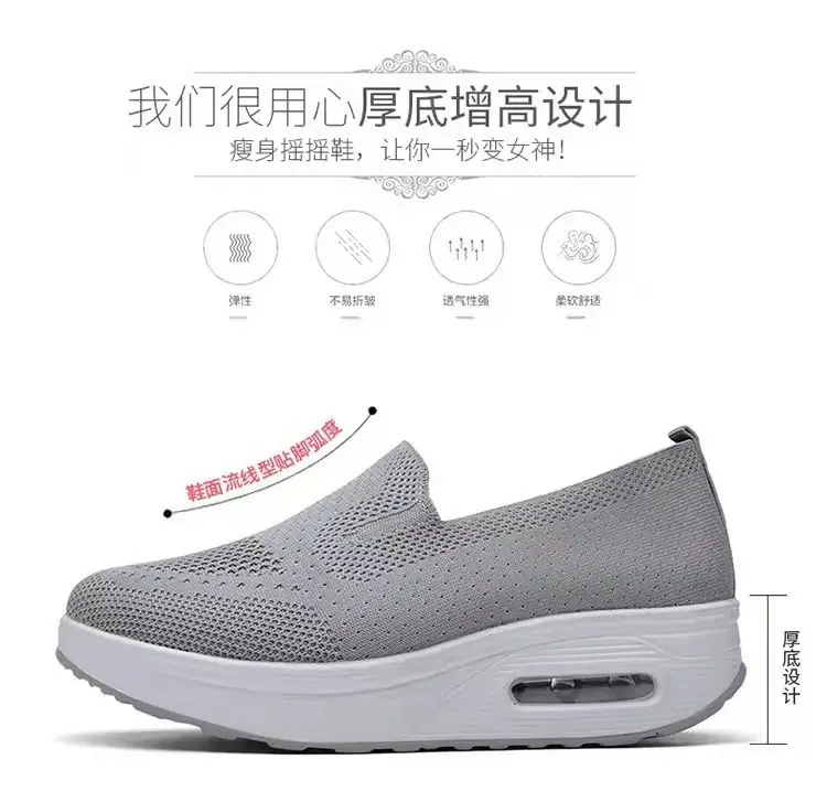 Foreign Trade Fly-Knit Women's Shoes 2026 Spring Solid Color Breathable Slip-On Women's Sneakers Sock-Style Casual Women's Mesh Shoes — feature 24