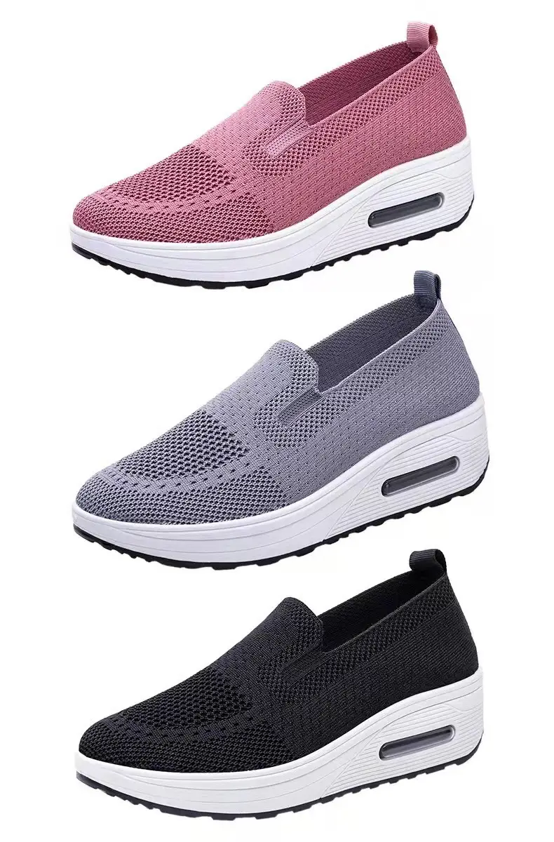 Foreign Trade Fly-Knit Women's Shoes 2026 Spring Solid Color Breathable Slip-On Women's Sneakers Sock-Style Casual Women's Mesh Shoes — feature 6