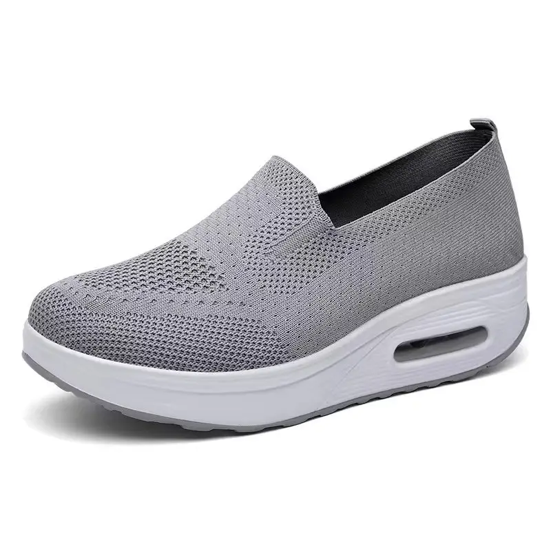 Foreign Trade Fly-Knit Women's Shoes 2026 Spring Solid Color Breathable Slip-On Women's Sneakers Sock-Style Casual Women's Mesh Shoes - Image 2