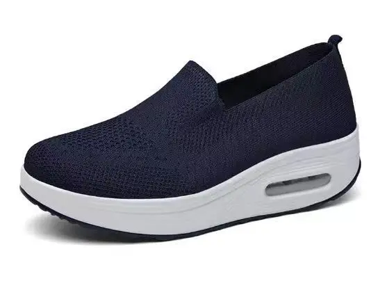 Foreign Trade Fly-Knit Women's Shoes 2026 Spring Solid Color Breathable Slip-On Women's Sneakers Sock-Style Casual Women's Mesh Shoes - Image 4