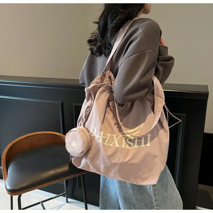 Women Canvas Shoulder Bag Pink Orange Large Capacity — feature 1