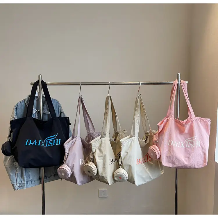 Women Canvas Shoulder Bag Pink Orange Large Capacity — feature 14