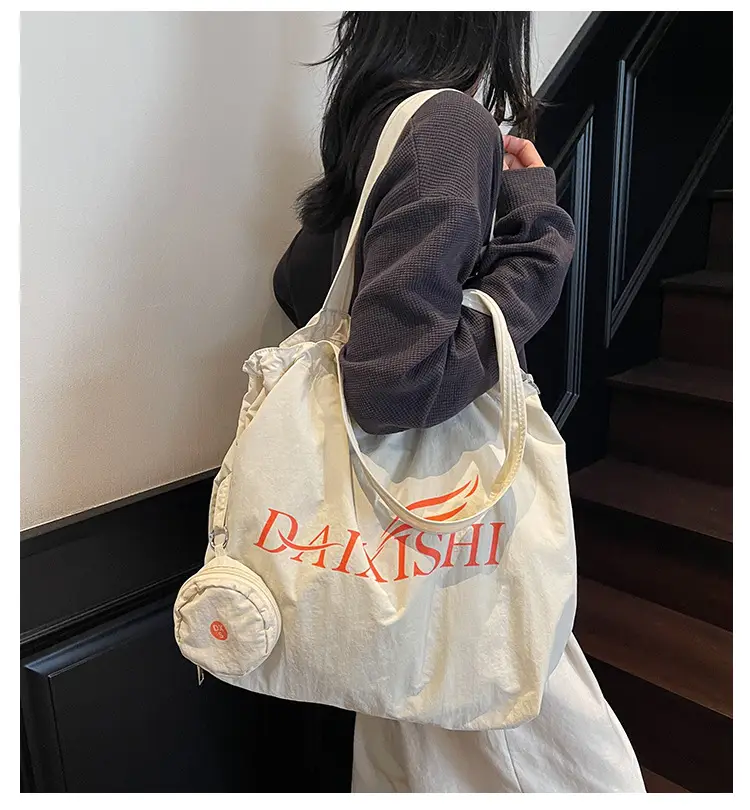 Women Canvas Shoulder Bag Pink Orange Large Capacity — feature 2